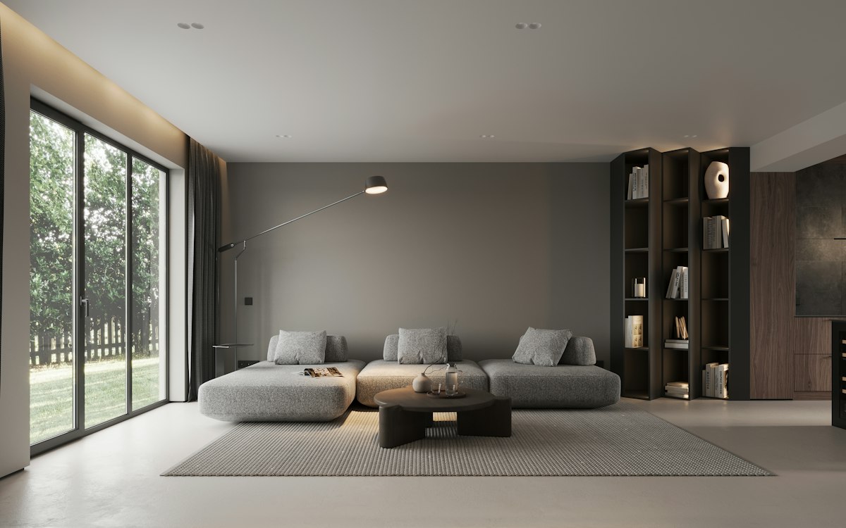 Sala familiar estilo contemporáneo