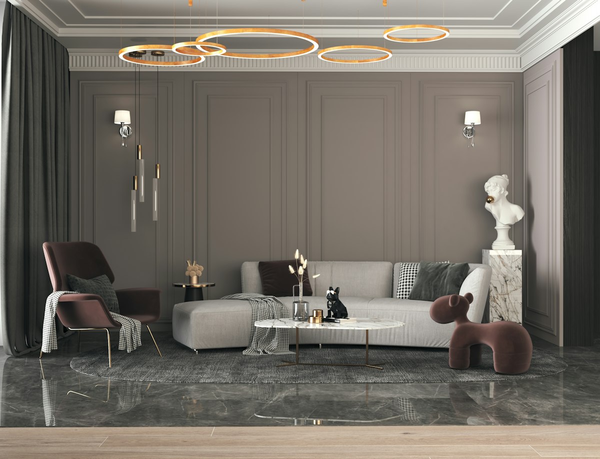 Sala familiar estilo contemporáneo